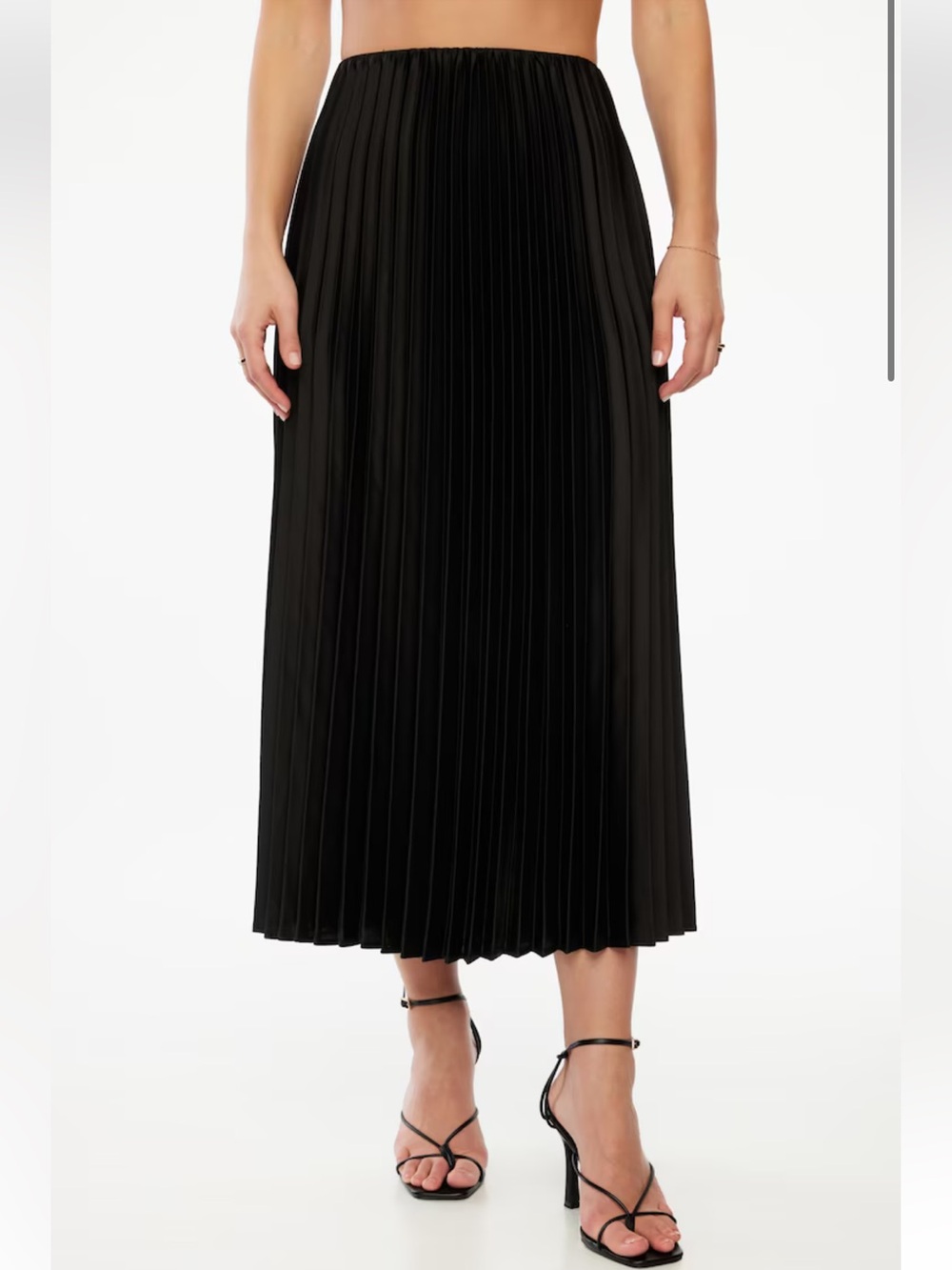 Dynamite Black Pleated Midi Skirt